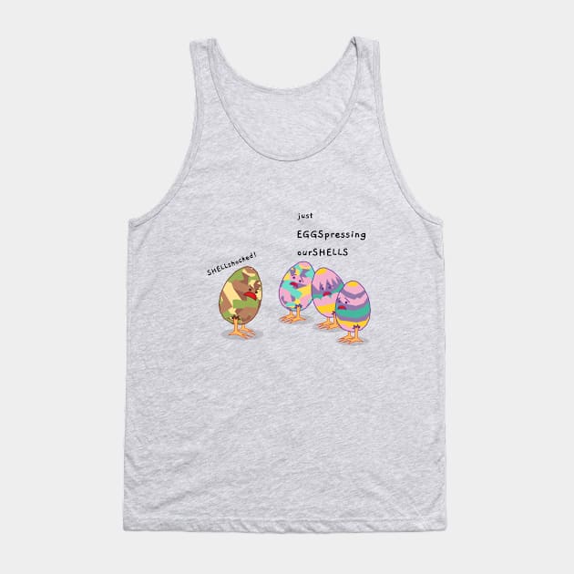 Colorful partially hatched chicks / hard boiled eggs - Easter. Tank Top by Farm Chick Chux